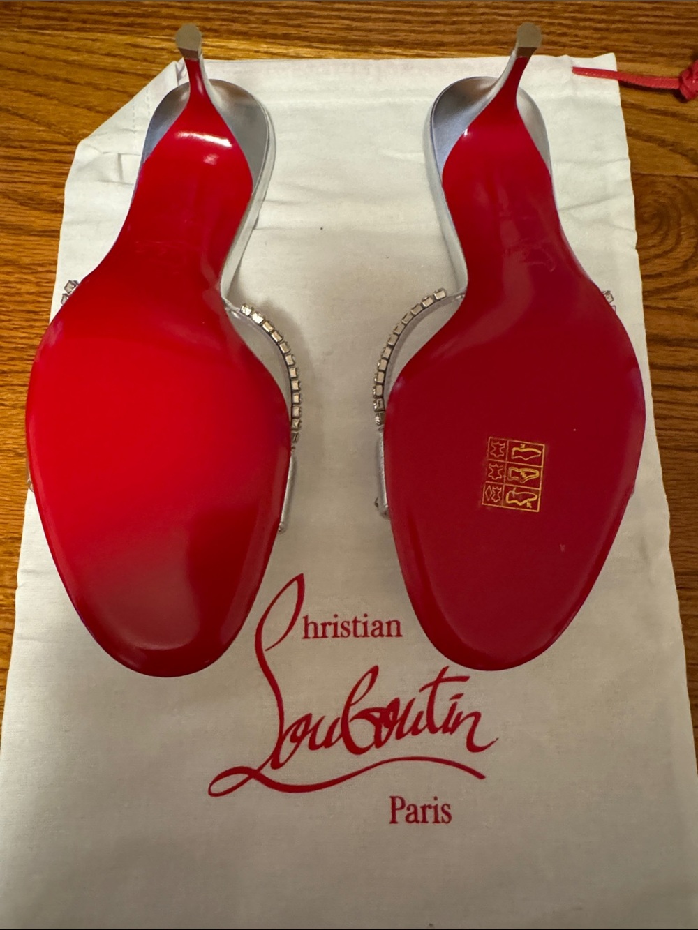 NEW - Christian Louboutin Silver Crystal-Trim Slide Sandals - Picture 4 of 12